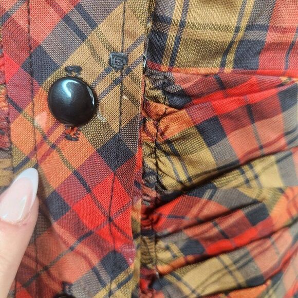 Vintage 40s 50s Vicky Vaughn Day Dress Womens S Red Plaid Button Front Fit Flare - Picture 9 of 12